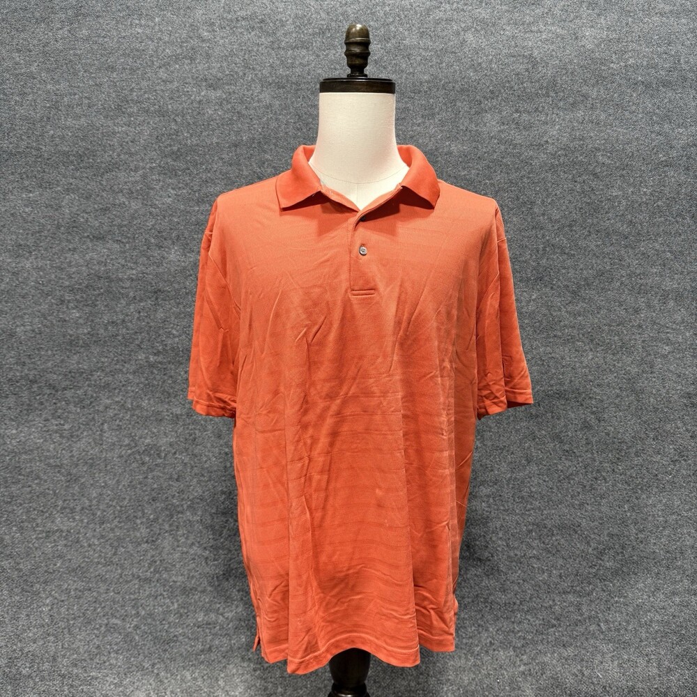 PGA TOUR Airflux Men’s XL Orange Golf Polo Shirt Short Sleeve Performance